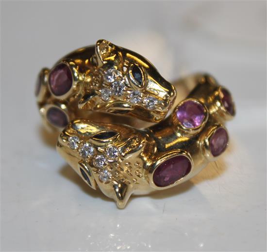 Twin panther ring